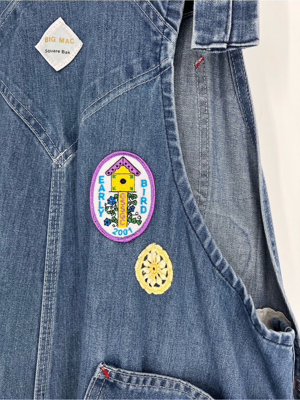 Riley Vintage Eclectic Patchwork Straight Leg Denim Jumpsuit Denim Overalls 1X - Picture 14 of 15